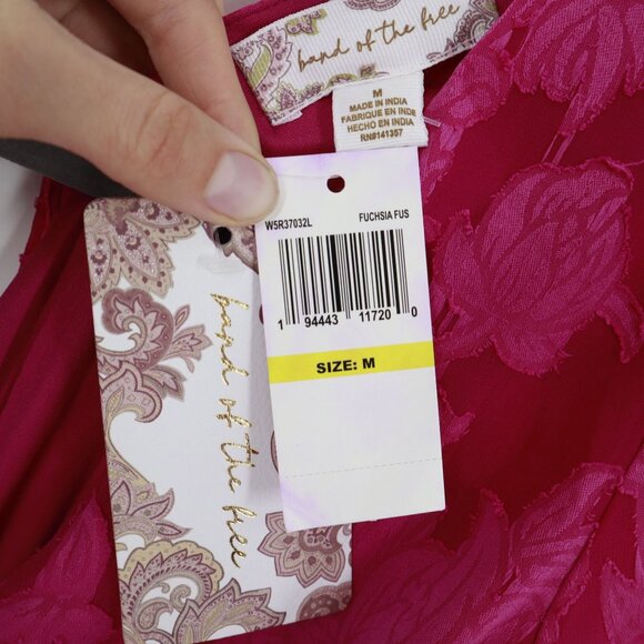 Band Of The Free Fuchsia Peplum Mini Dress Womens XSmall Granny Boho Gypsy NWT - Picture 2 of 11